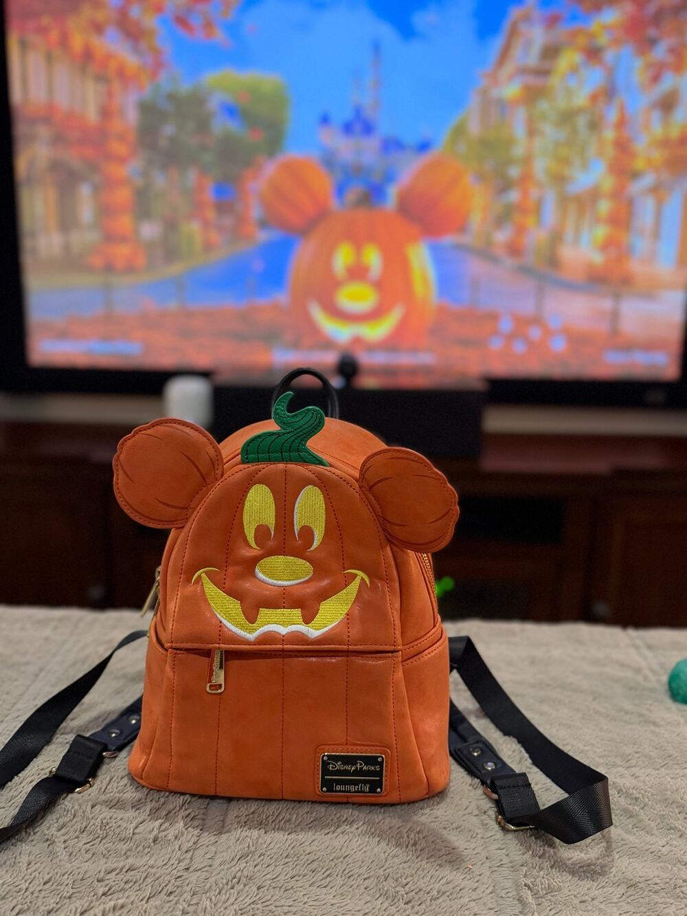 Disney Parks Loungefly Mickey Pumpkin Halloween Mini Backpack Jack-O-Lantern